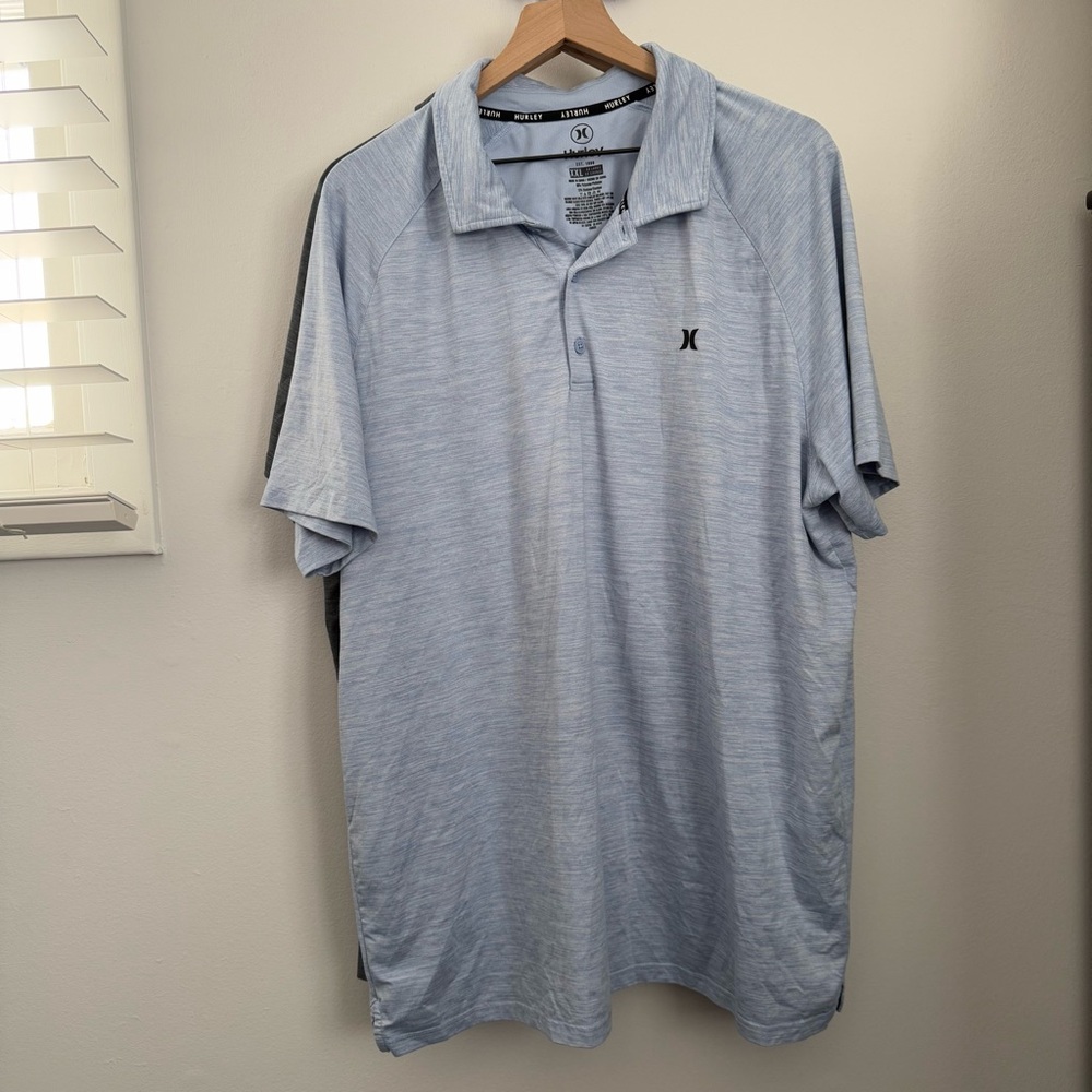 Hurley Men’s XL Bundle of 2 Polo Shirts Baby‎ Blue Sage Green Preppy Outdoor - Picture 2 of 7